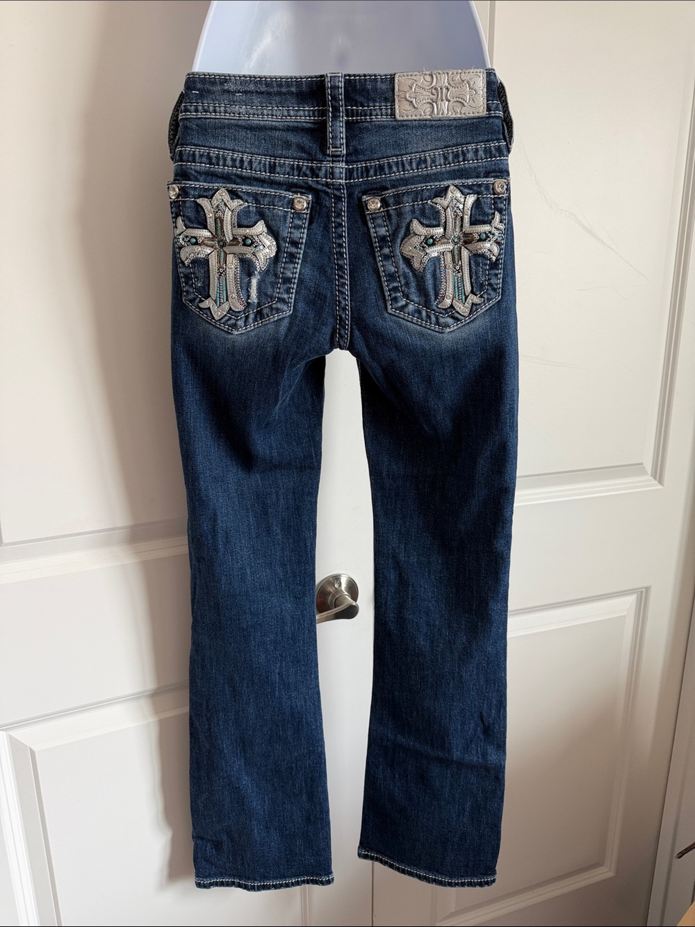 Miss Me Jeans Dark Blue Women's Embroidered Pocket Jeans